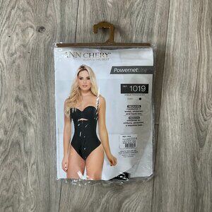 Ann Chery 1019 Powernet Bodysuit Body Shaper Enelia Thong Sz 38 Black Shapewear